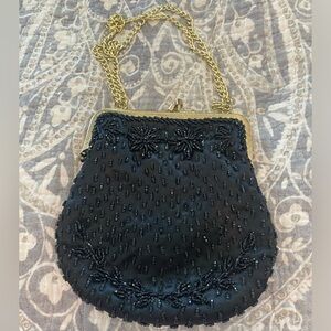Vtg Floral Beaded Sequin Purse Bag 50s 60s?
